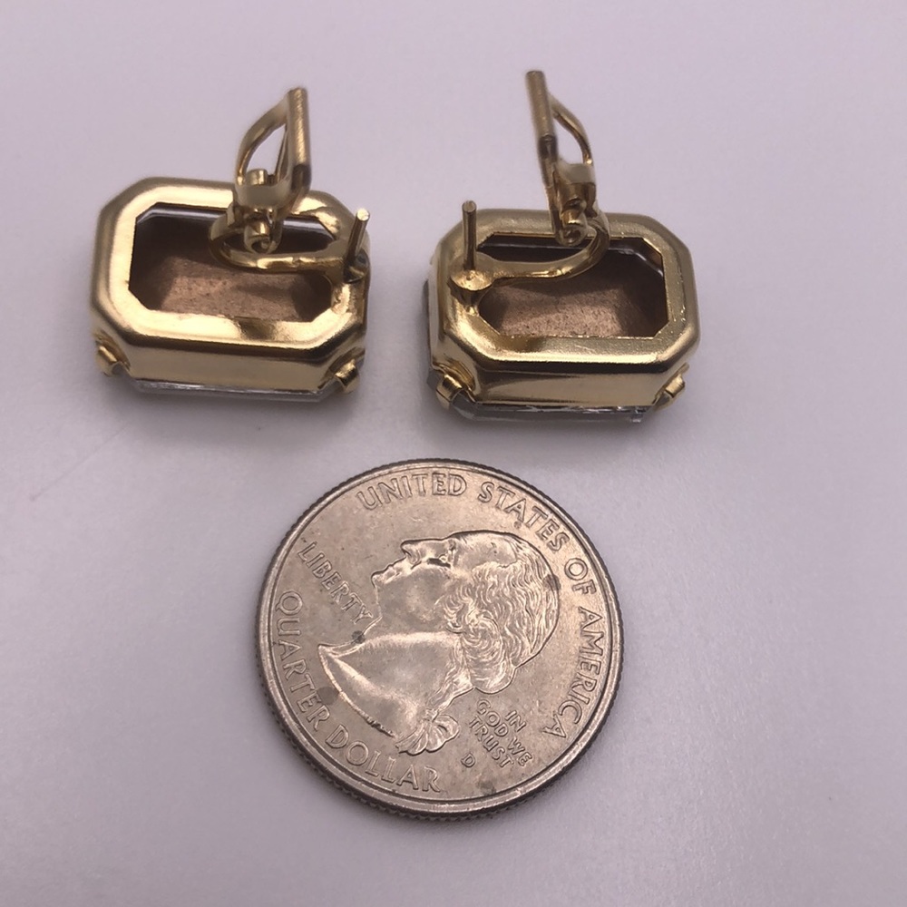 Vtg Rectangular Shape Clear Stone Silver Frame St… - image 7